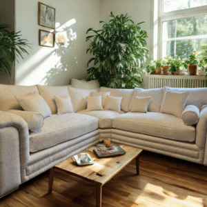 Zara Chesterfield Corner Sofa – Pearl Alaska Fabric
