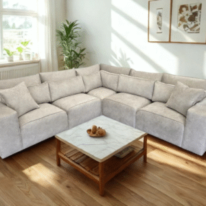 Cube Modular Corner Sofa - Cream Dapple Fabric