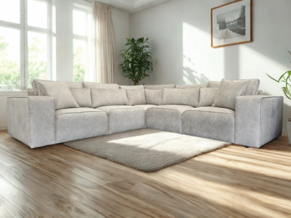 Cube Modular Corner Sofa - Cream Dapple Fabric - Image 2