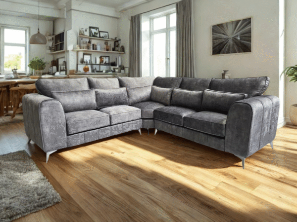 Cosmo Corner Sofa - Platinum Marble Fabric - Image 2