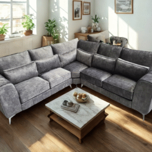Cosmo Corner Sofa - Platinum Marble Fabric