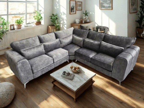 Cosmo Corner Sofa - Platinum Marble Fabric