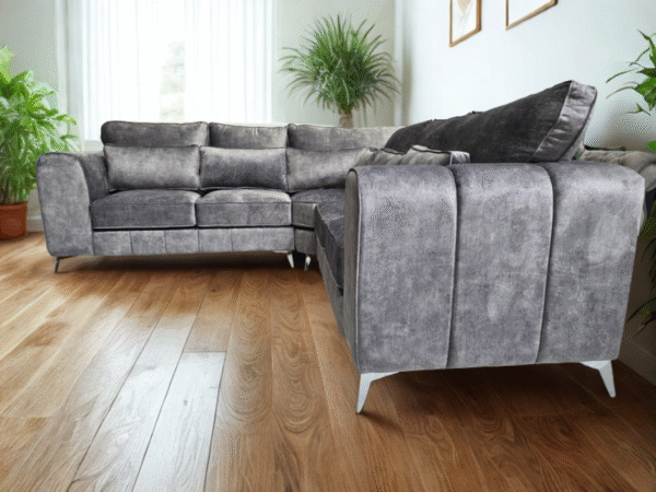 Cosmo Corner Sofa - Platinum Marble Fabric - Image 3