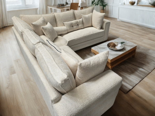 Boston Corner Sofa - Cream Boucle Fabric - Image 2