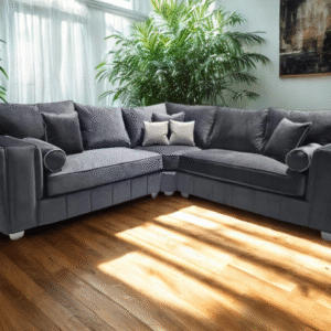 Madrid Corner Sofa – Steel Plush Fabric
