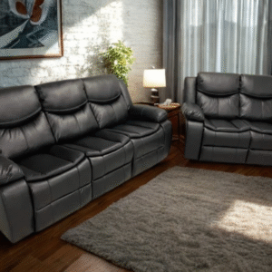 3+2 Highgate Leather Recliner With Cupholders (Black)