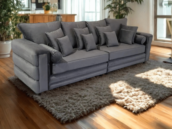 4 Seater Boston Sofa (Steel Plush Velvet)