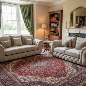 3+2 Rio Chesterfield Sofa Set - New Coffee Plush Fabric