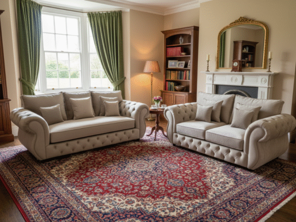 3+2 Rio Chesterfield Sofa Set - New Coffee Plush Fabric