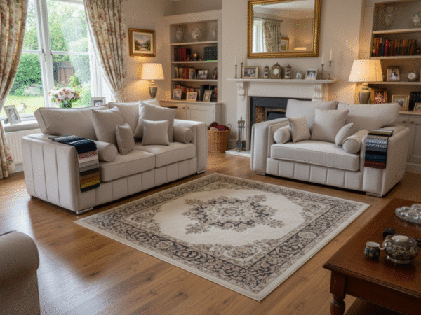 3+2 Madrid Sofa Set - Cream Plush Fabric