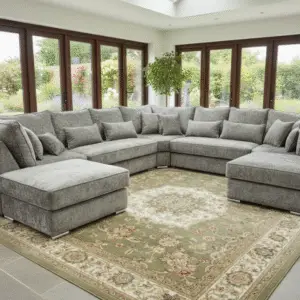 Belgravia U-Shape Sofa - Platinum Alaska Fabric