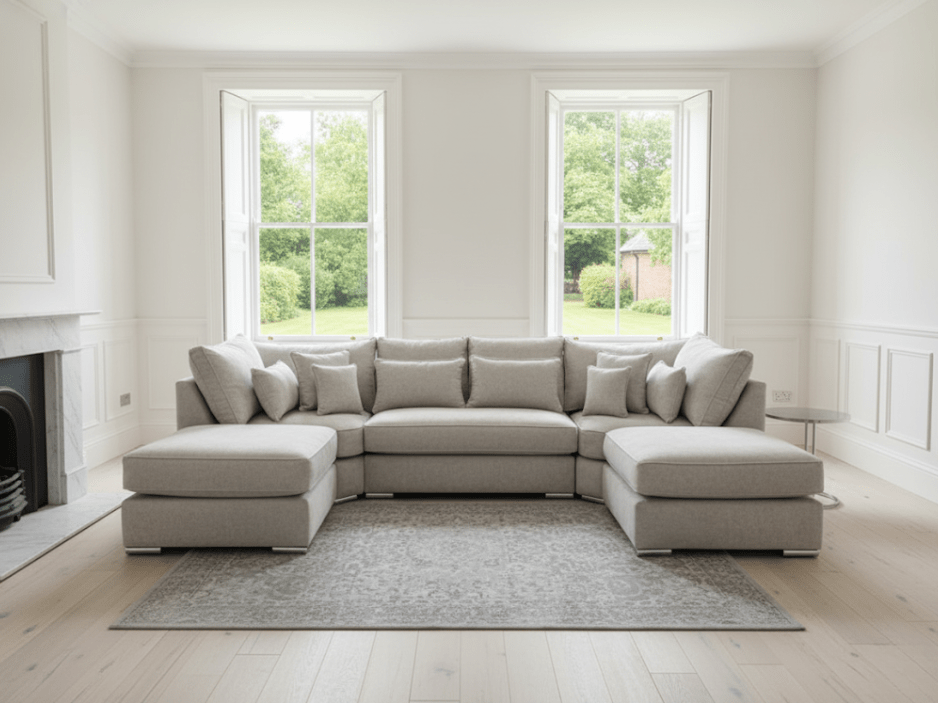 Belgravia U-Shape Sofa – Truffle Alaska Fabric