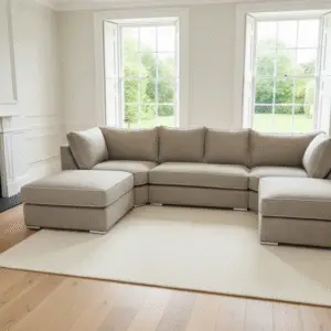 Belgravia U-Shape Sofa – Mink Teddy Fabric