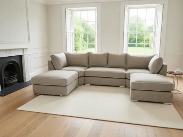 Belgravia U-Shape Sofa – Mink Teddy Fabric