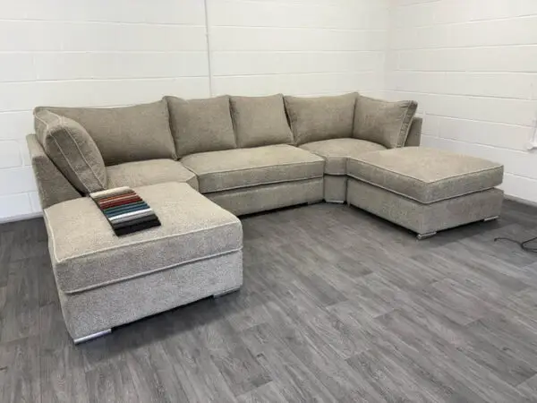 Belgravia U-Shape Sofa – Mink Teddy Fabric - Image 4