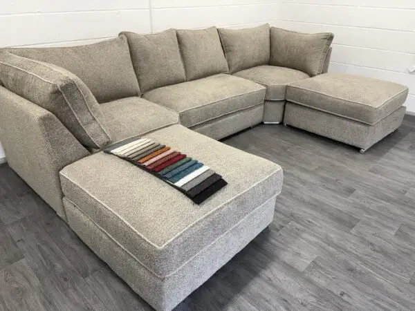 Belgravia U-Shape Sofa – Mink Teddy Fabric - Image 5