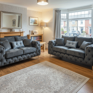 3+2 Ashton Chesterfield Sofa - Shakespeare Lead Fabric