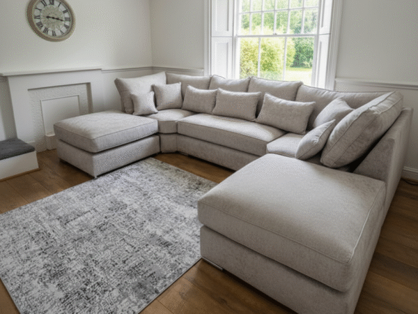 Belgravia U-Shape Sofa – Truffle Alaska Fabric