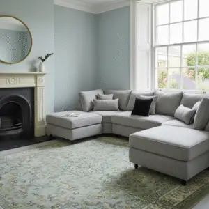 Belgravia U-Shape Style Sofa - Steel Boucle Fabric