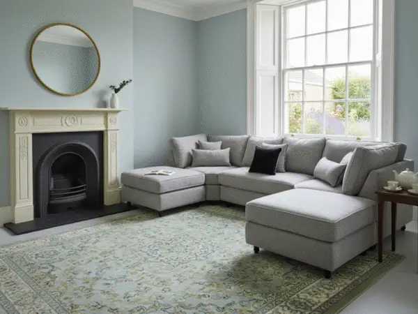 Belgravia U-Shape Style Sofa - Steel Boucle Fabric