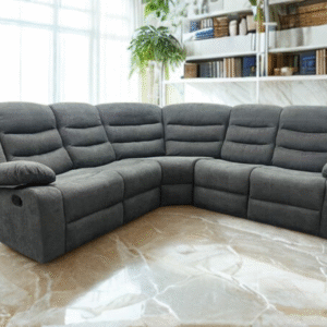 Roma Fabric Corner Recliner Sofa with Cupholders ( Grey)