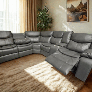 Highgate Lather Recliner Corner Sofa (Grey)