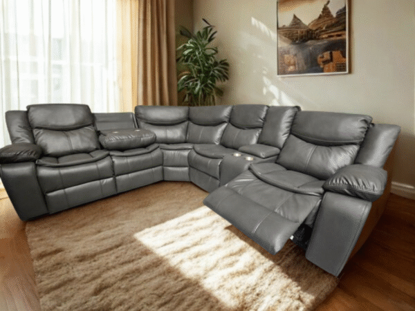 Highgate Lather Recliner Corner Sofa (Grey)