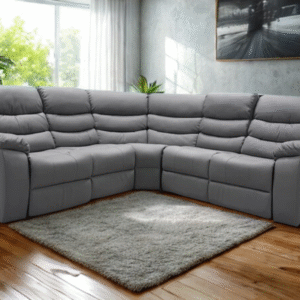 Roma Leather Corner Recliner with Cupholders (Light Grey)