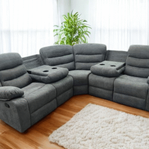 Roma Fabric Corner Recliner with Cupholders (Grey)