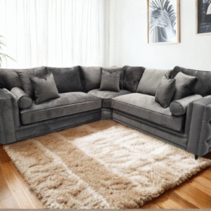 Mayfair Chesterfield Corner Sofa - Asphalt Plush Fabric